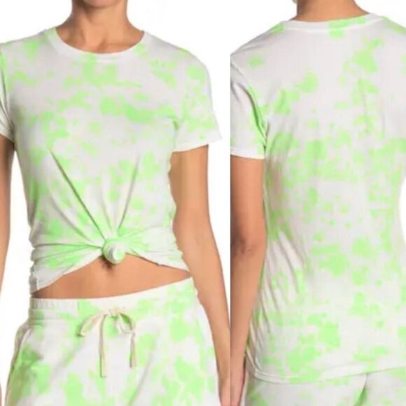 Sundry Women's NWT Bright Green Short Sleeve Tie Dye Boy T-shirt Sundry 3/Large - Picture 1 of 8